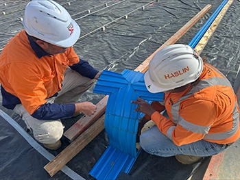 Inspecting waterstops out at a customer's project site